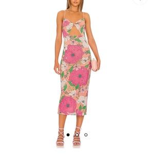 SIMONA MESH MIDI DRESS IN SPRING BLUSH BOUQUET